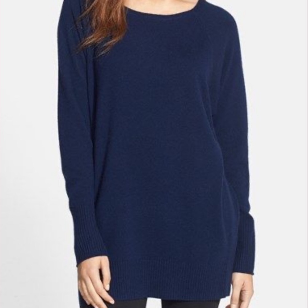 Halogen, Cashmere Blend, Navy Tunic Sweater. Like new condition. S